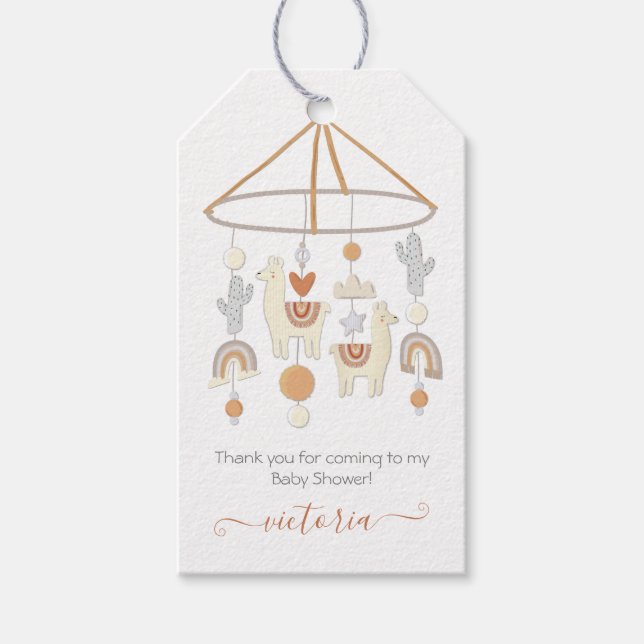 Étiquettes-cadeau Baby shower mobile Boho Scandi (Devant)