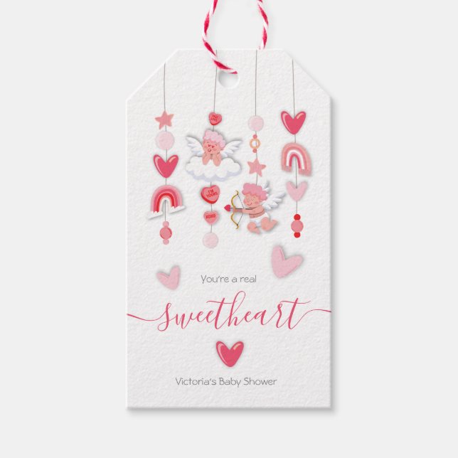 Étiquettes-cadeau Baby shower mobile Valentine Sweetheart (Devant)