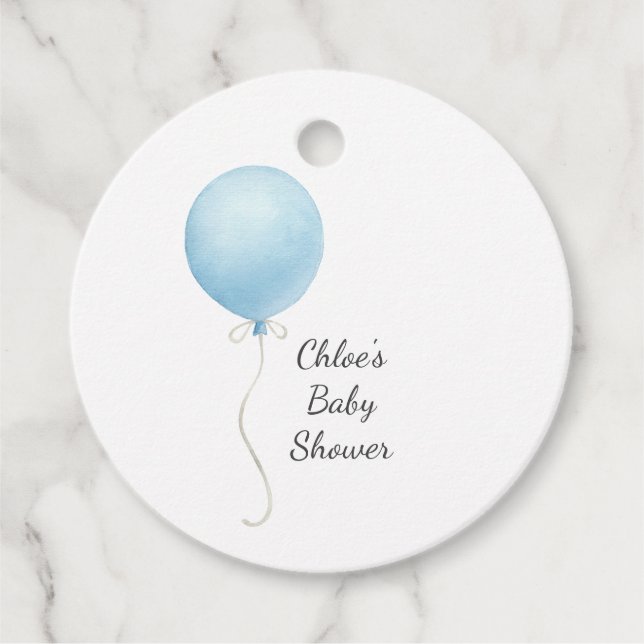 Étiquettes Cadeau Baby shower moderne Blue Balloon Boy (Devant)