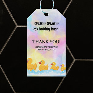 Étiquettes-cadeau Baby shower moderne en caoutchouc coloré