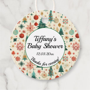 Étiquettes Cadeau Baby shower Motif d'hiver festif
