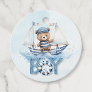 Étiquettes Cadeau Baby shower Nautique Teddy Bear Boy