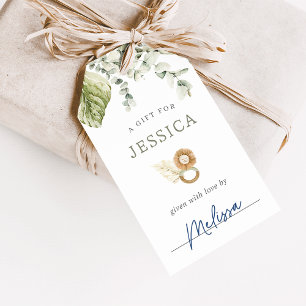 Étiquettes-cadeau Baby shower Neutral Boho Safari avec douche