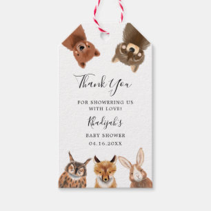 Étiquettes-cadeau Baby shower neutre pour les femmes dans les bois