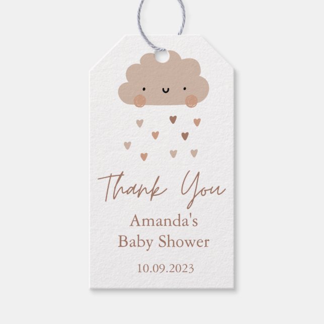 Étiquettes-cadeau Baby shower nuage de pluie Boho mûre (Devant)