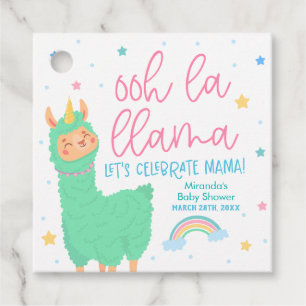 Étiquettes Cadeau Baby shower Ooh La Llama Rainbow et Stars