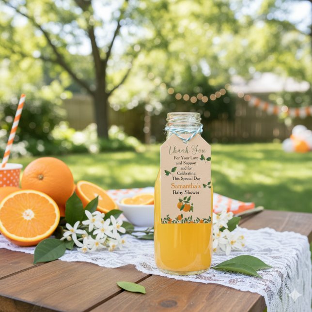 Étiquettes-cadeau Baby shower orange de Little Cutie (Créateur téléchargé)
