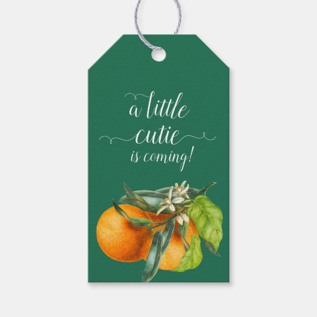 Étiquettes-cadeau Baby shower orange Golden Little Cutie (Devant)