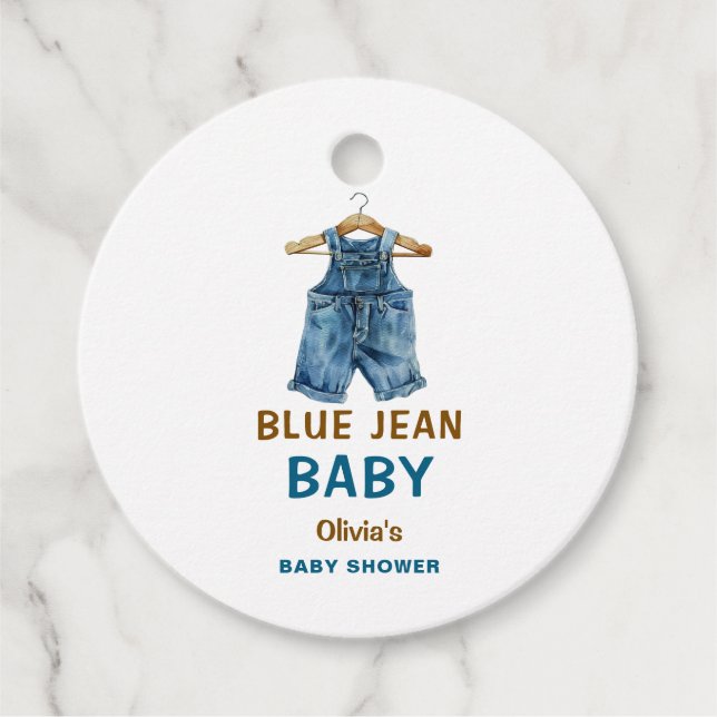 Étiquettes Cadeau Baby shower Ouest Blue Jean Boy (Devant)