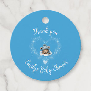 Étiquettes Cadeau Baby shower Ours Bleu Teddy Excité