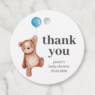 Étiquettes Cadeau Baby shower Ours en Teddy bleu