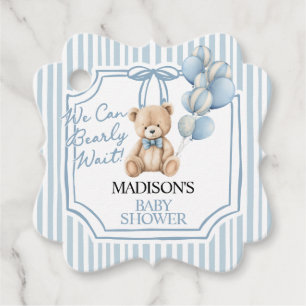 Étiquettes Cadeau Baby Shower Ourse Bleue