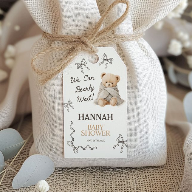 Étiquettes-cadeau Baby Shower Ourse en Peluche Fantaisie  (Créateur téléchargé)