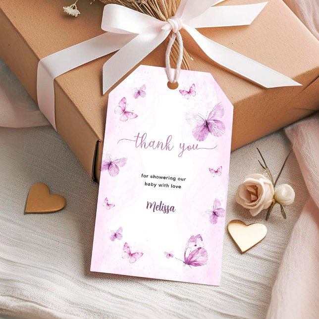 Étiquettes-cadeau Baby Shower Papillon (Créateur téléchargé)
