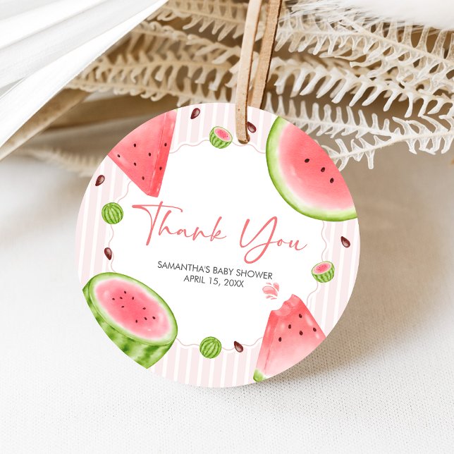 Étiquettes Cadeau Baby Shower Pastèque (Sweet Little Girl Watermelon Baby Shower Favor Tags)