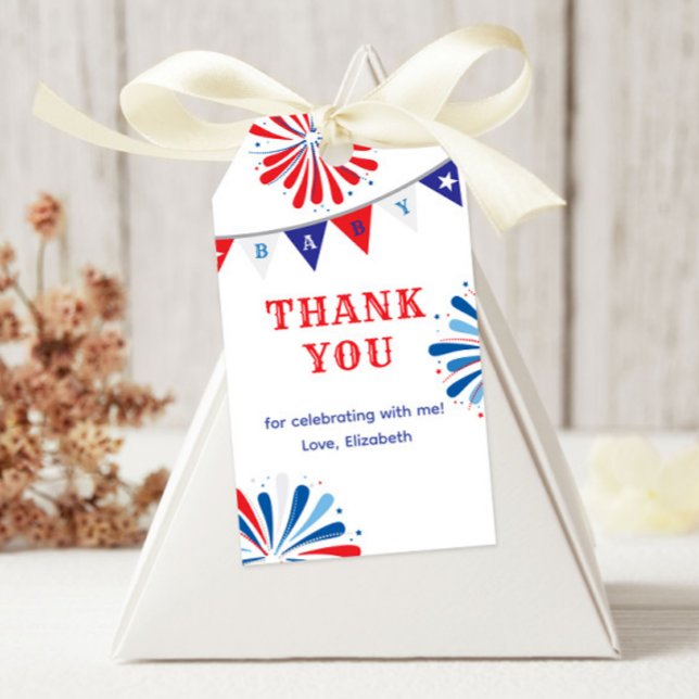 Étiquettes-cadeau Baby shower patriotique Fireworks (Créateur téléchargé)