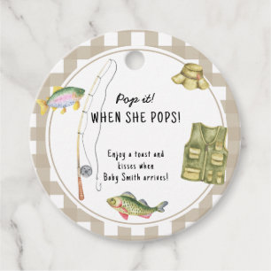 Étiquettes Cadeau Baby-Shower Pêcheur - Pop it ! Quand elle va accou