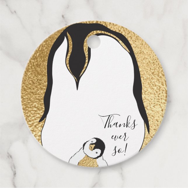 Étiquettes Cadeau Baby shower Penguin (Devant)