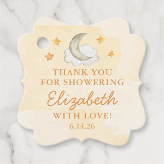 Étiquettes Cadeau Baby Shower Personnalisé Lune Étoilée