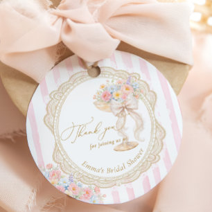 Étiquettes Cadeau Baby shower Petals et Prosecco