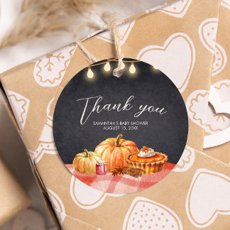 Étiquettes Cadeau Baby shower Pique-Nique D'Automne Petit Citrouille