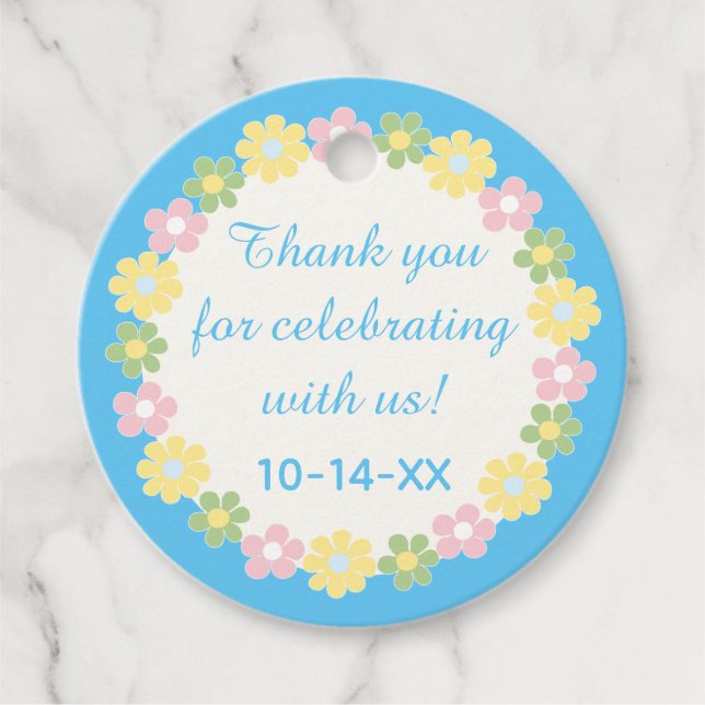 Étiquettes Cadeau Baby shower Pique-nique Flore (Devant)