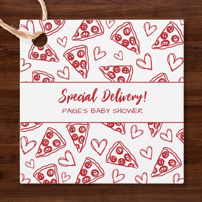 Étiquettes Cadeau Baby shower Pizza Party "Livraison spéciale" Itali (Créateur téléchargé)