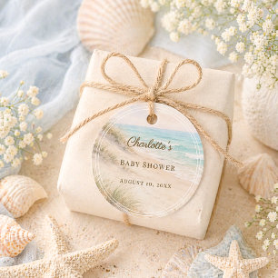 Étiquettes Cadeau Baby Shower plage côtière élégant fait-main