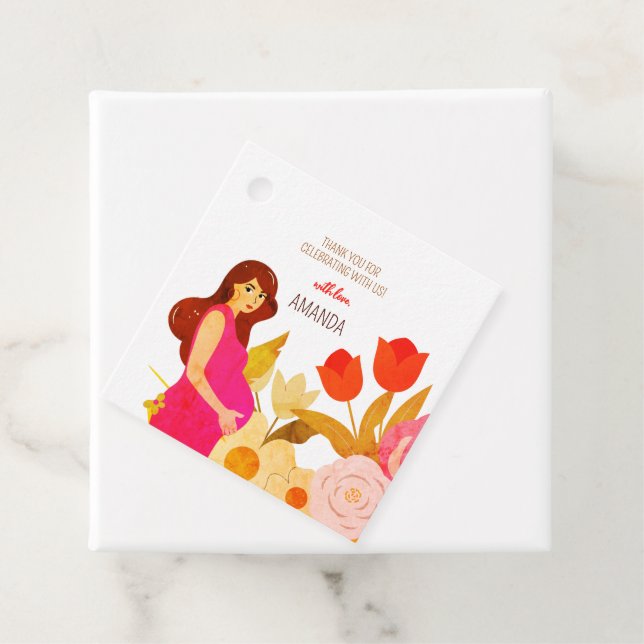 Étiquettes Cadeau Baby Shower pour future maman (En situation)