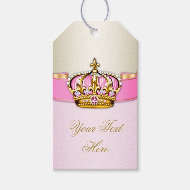 Étiquettes-cadeau Baby shower princesse d'or rose (Devant)