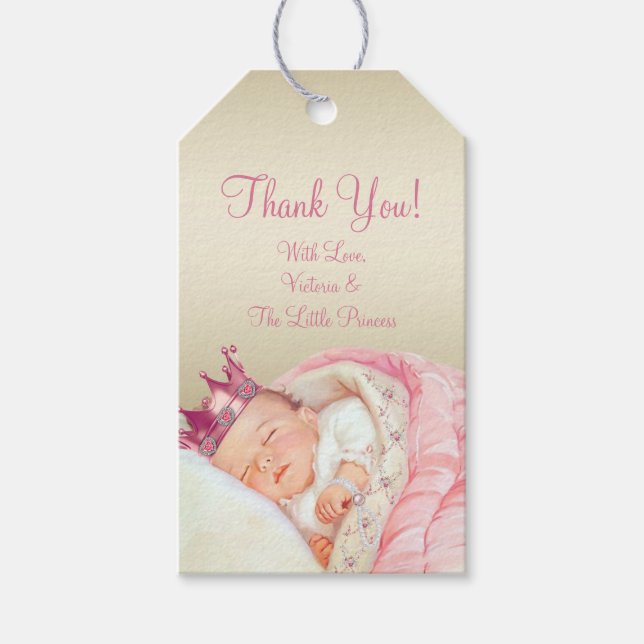 Étiquettes-cadeau Baby shower Princesse vintage (Devant)