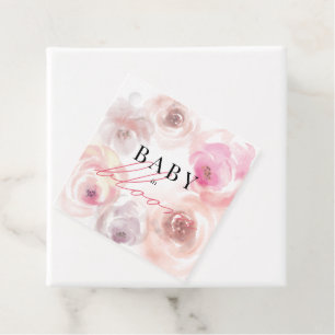 Étiquettes Cadeau Baby shower Rose bébé en fleurs aquarelle