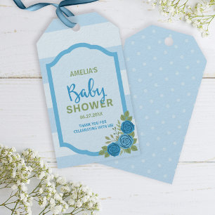 Étiquettes-cadeau Baby shower Rose Blue Boy