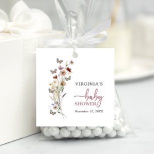 Étiquettes Cadeau Baby Shower Rose Bohème Fleurs Sauvages