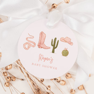 Étiquettes Cadeau Baby shower rose cowgirl