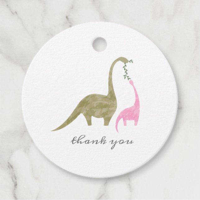 Étiquettes Cadeau Baby shower rose Dinosaur Mama (Devant)