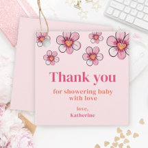 Baby shower rose Fleurs Merci