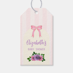 Étiquettes-cadeau Baby shower rose Rose