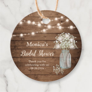 Étiquettes Cadeau Baby shower Rustic Baby's Breath String Lumières
