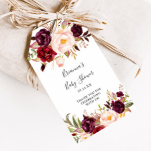 Étiquettes-cadeau Baby-Shower Rustique Bohème Fleurs Colorées