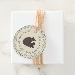 Étiquettes Cadeau Baby shower rustique Little Bear