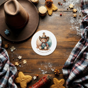 Étiquettes Cadeau Baby shower rustique Little Cowboy