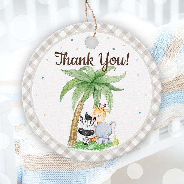 Étiquettes Cadeau Baby shower Safari Animaux (Safari Animals Baby Shower Favor Tags)