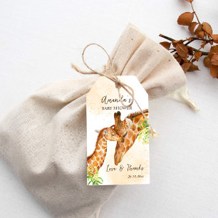 Étiquettes-cadeau Baby shower safari Giraffe merci pour