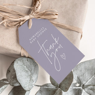 Étiquettes-cadeau Baby shower script moderne lilas violet élégant