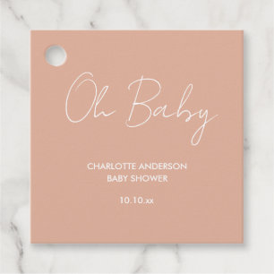 Étiquettes Cadeau Baby shower script moderne rose pâle élégant