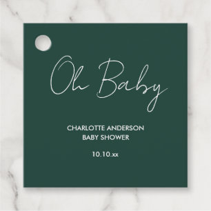 Étiquettes Cadeau Baby shower script moderne vert émeraude élégant
