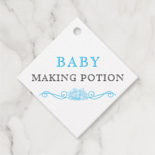 Étiquettes Cadeau Baby shower Sky Blue et Black Baby Making Potion