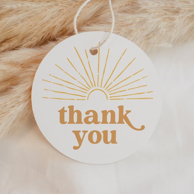 Étiquettes Cadeau Baby shower solaire Boho Sunshine (Créateur téléchargé)