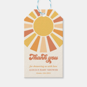 Étiquettes-cadeau Baby shower Soleil Venez Ici Le Son Jaune Rayons